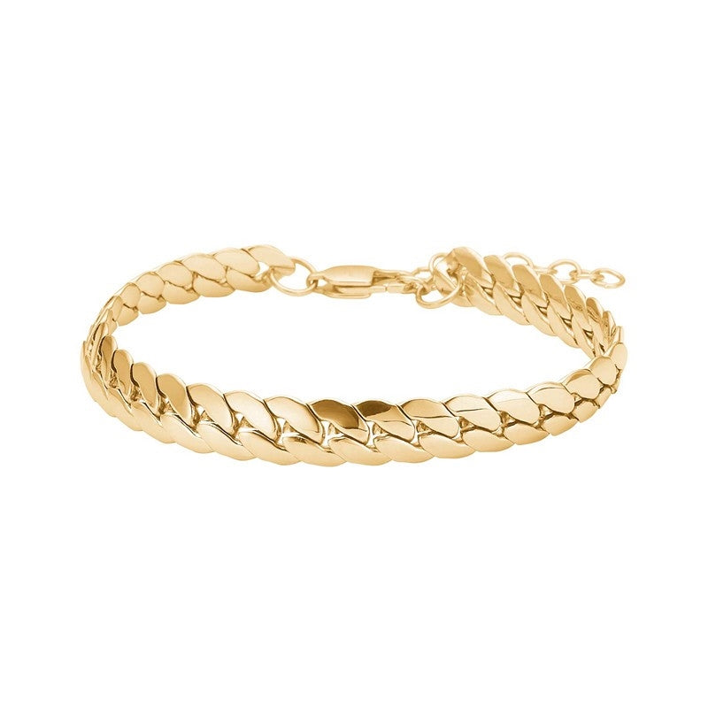 Panserarmbånd i rustfrit stål med IP guld fra Nordahl Andersen